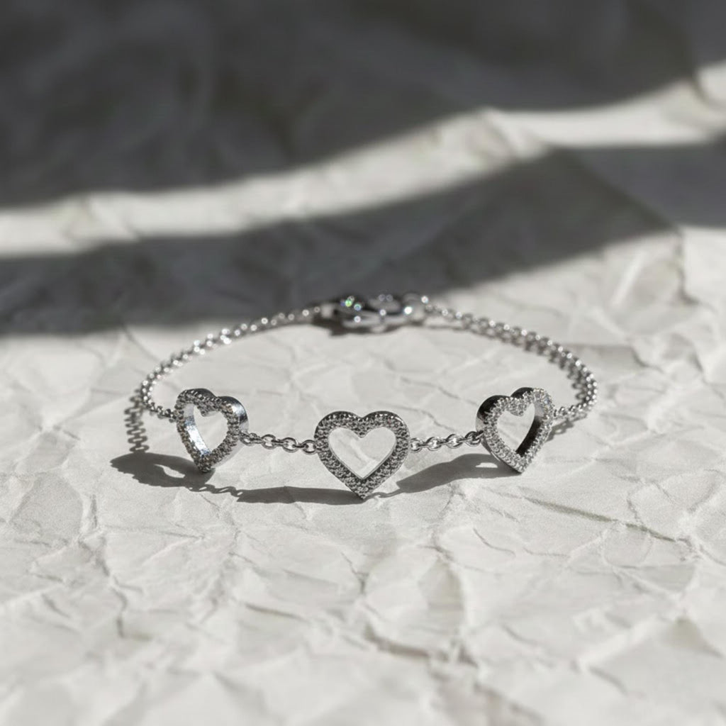 Tiny Lab Grown Diamond Heart Bracelet / Mini Diamond Heart Bracelet in 14K Gold
