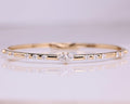 14K Solid Gold Heart Diamond Bangle Bracelet, Cuff Bracelet Gift for Best Friend, Valentine Special Gift