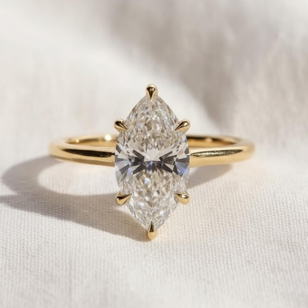 Vintage Marquise Cut Lab Grown Diamond Engagement Ring, IGI Certified Wedding Ring, Anniversary Gift For Your Love