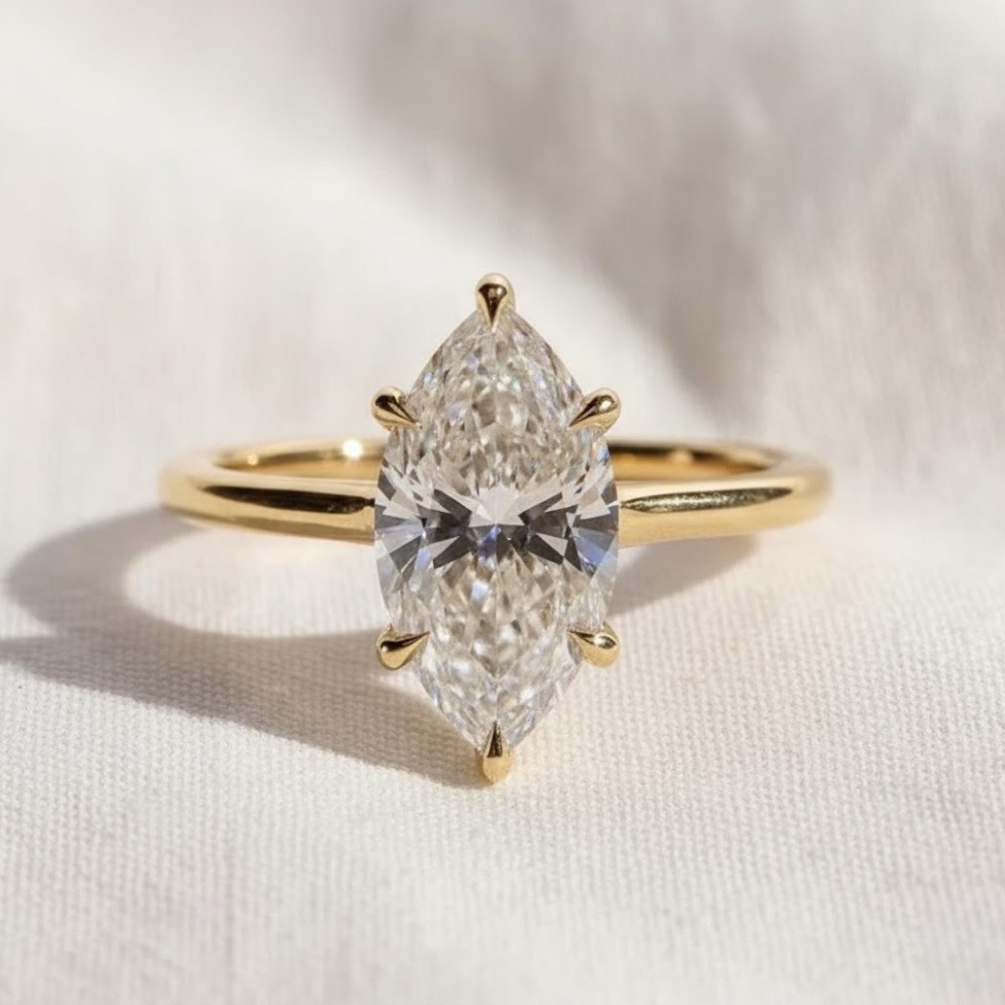 Vintage Marquise Cut Lab Grown Diamond Engagement Ring, IGI Certified Wedding Ring, Anniversary Gift For Your Love