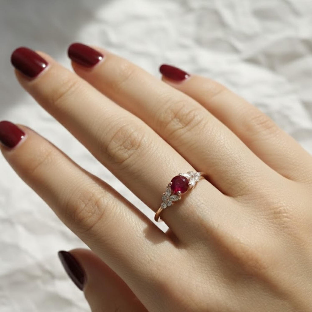 14K Solid Gold Ruby With Lab Grown Diamond Ring, July Birthstone Ring, Best Anniversary Gift
