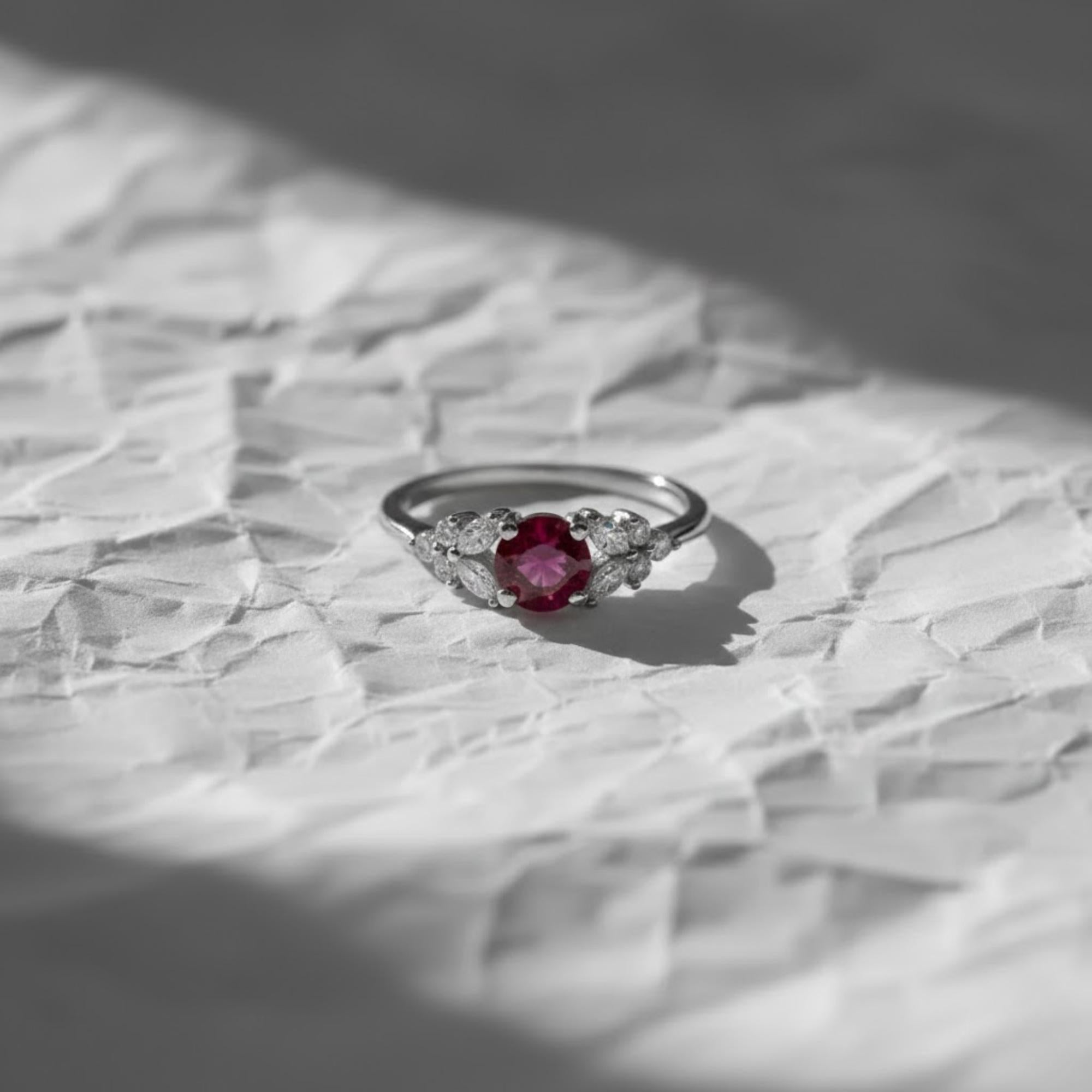 14K Solid Gold Ruby With Lab Grown Diamond Ring, July Birthstone Ring, Best Anniversary Gift