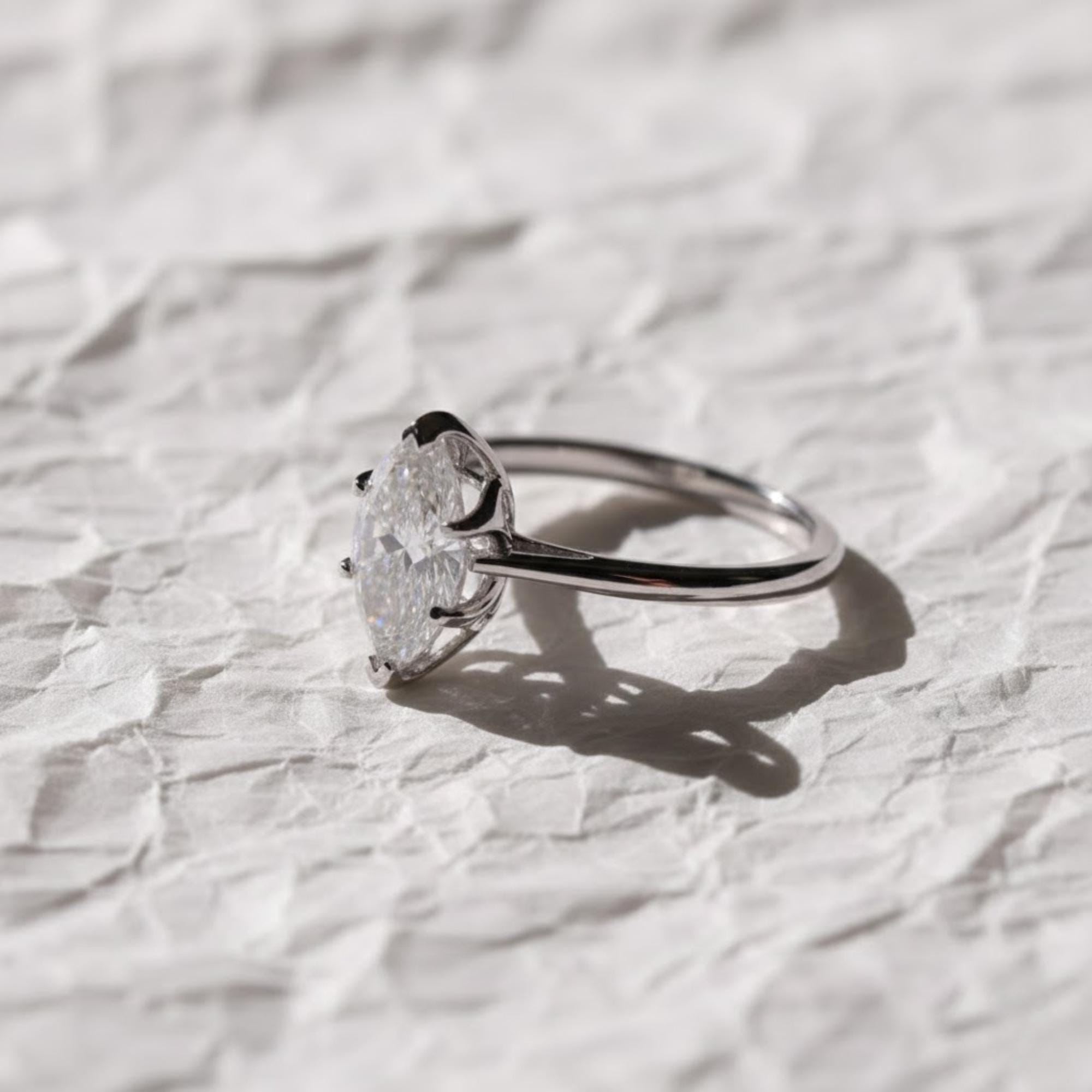 14K Solid Gold Lab GRown Diamond With Vintage Tulip Floral Ring, Anniversary Gift For Her