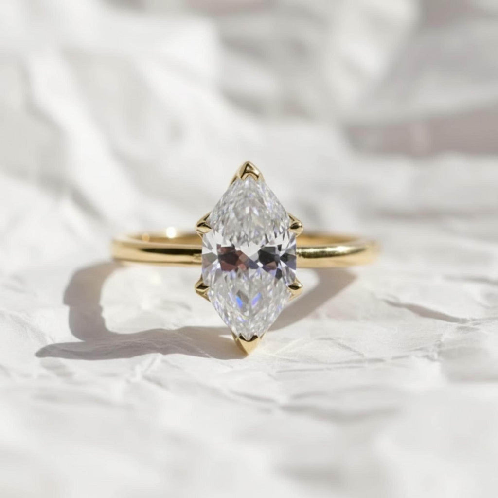 14K Solid Gold Lab GRown Diamond With Vintage Tulip Floral Ring, Anniversary Gift For Her
