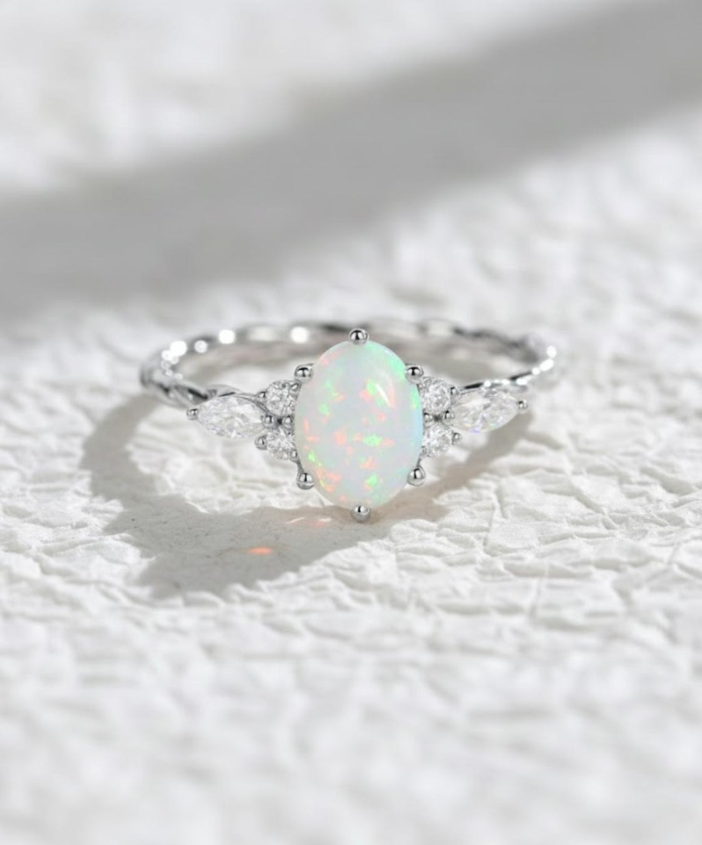 Oval Opal engagement ring 14K gold engagement ring vintage engagement ring