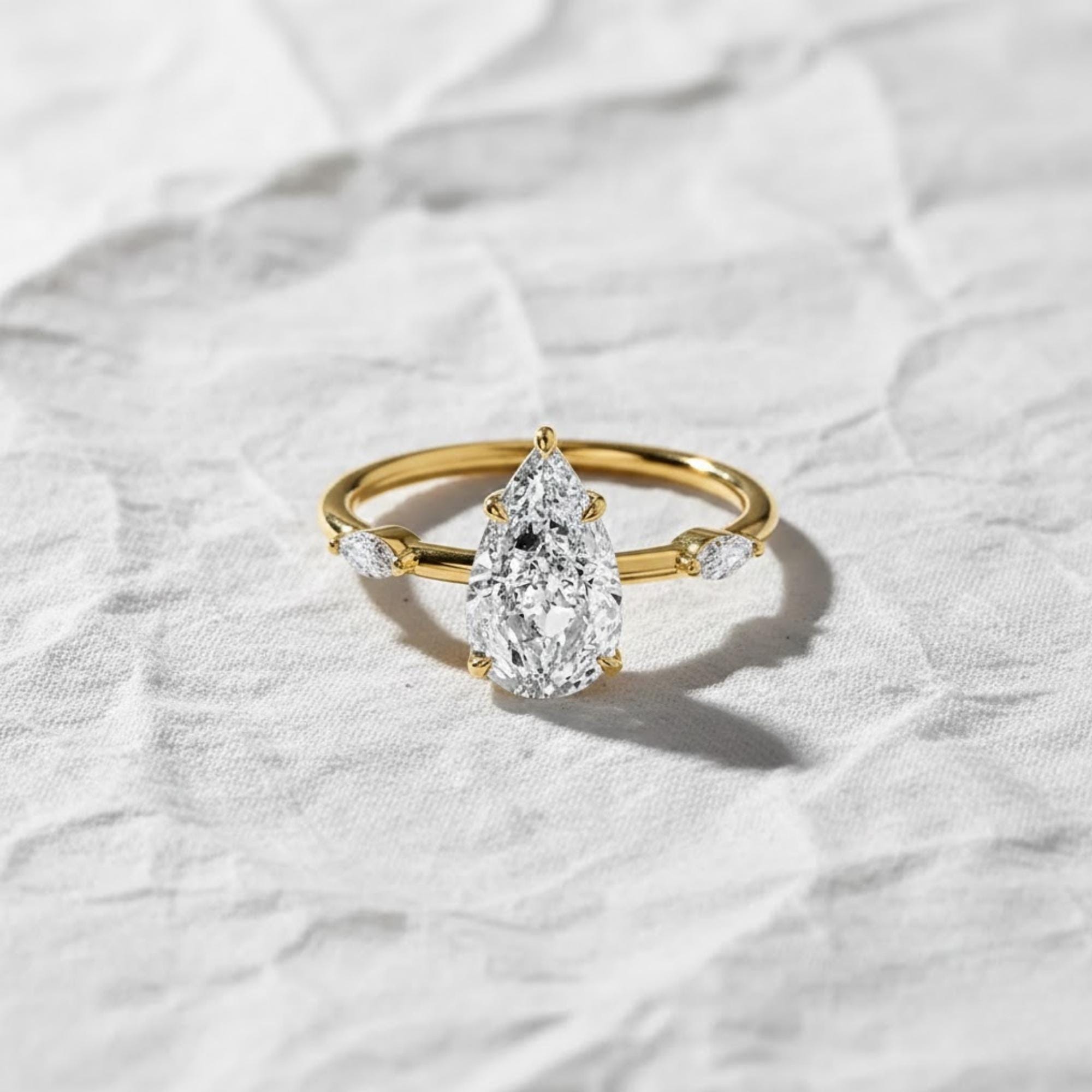 Pear Cut IGI Certified Lab Grown Diamond 14K Solitaire Engagement Ring With Hidden Halo Fine Jewelry for Women
