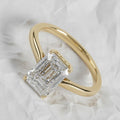 14K Solid Gold Certified Emerald Cut Lab Diamond Solitaire Engagement Ring