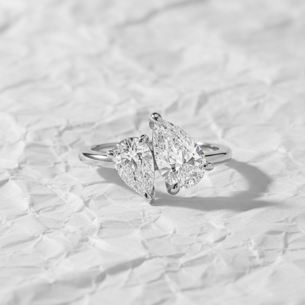 Toi et Moi 14K Solid Gold Lab Grown Diamond Engagement Ring