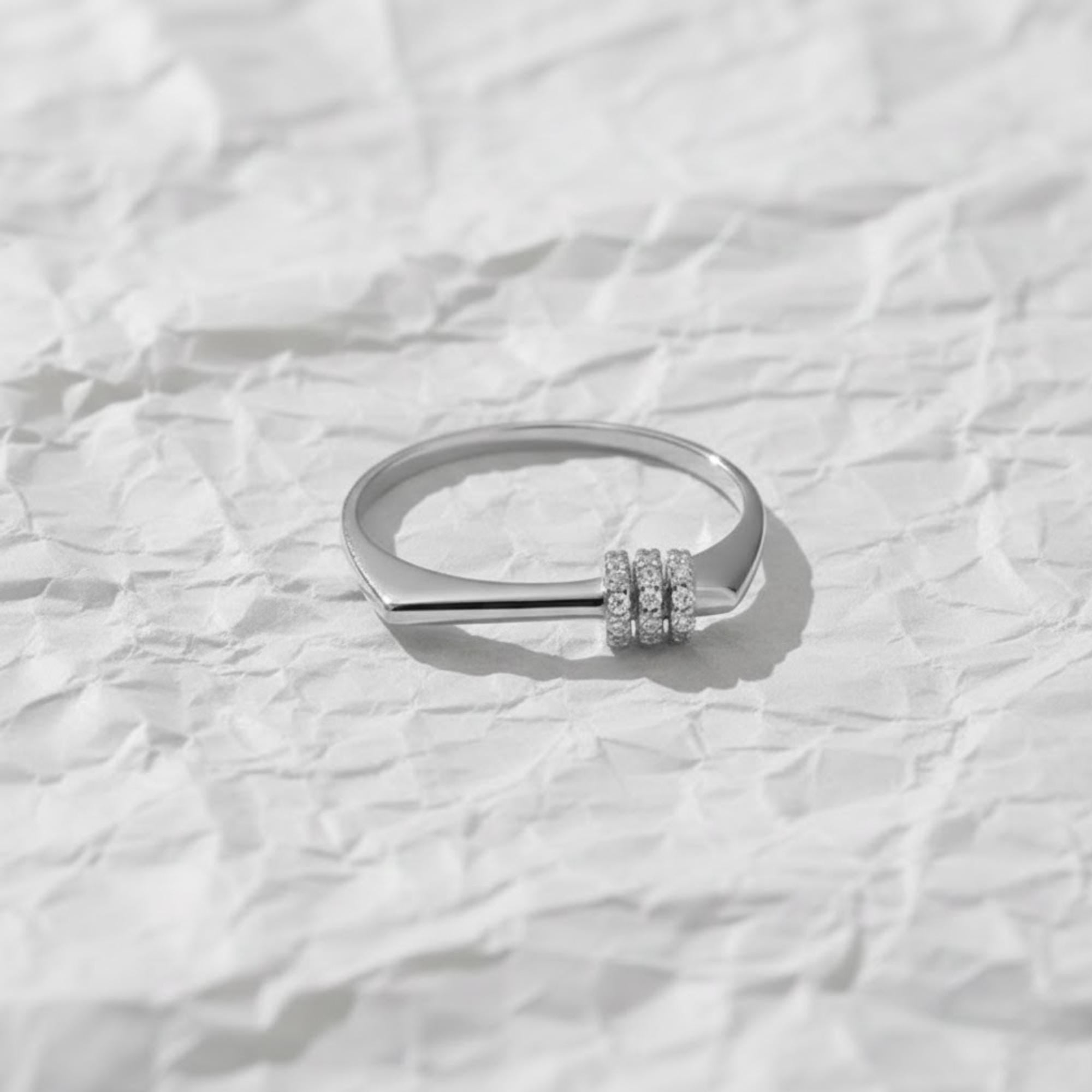 14K Solid Gold Diamond Bar Ring, Small Rectangle Signet Ring With Lab Grown Diamond
