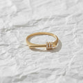 14K Solid Gold Diamond Bar Ring, Small Rectangle Signet Ring With Lab Grown Diamond