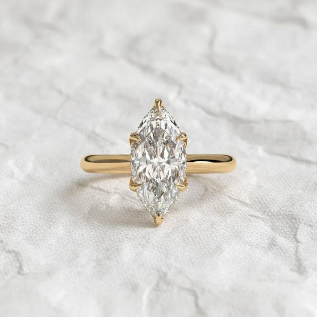 2.0 CT Marquise Cut Lab Grown Diamond Hidden Halo Engagement Ring, IGI Certified Proposal Ring in 14K Solid Gold