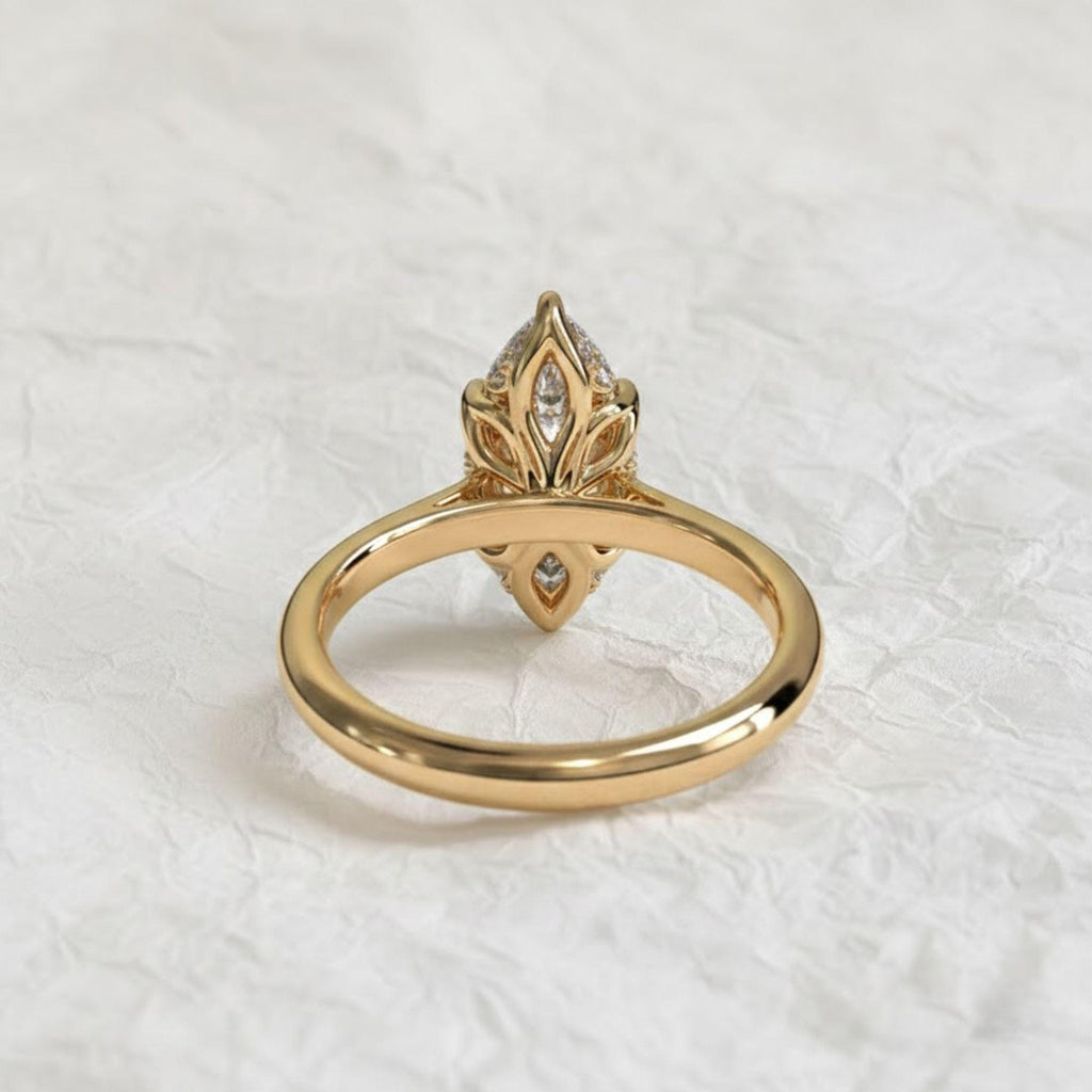 2.0 CT Marquise Cut Lab Grown Diamond Hidden Halo Engagement Ring, IGI Certified Proposal Ring in 14K Solid Gold