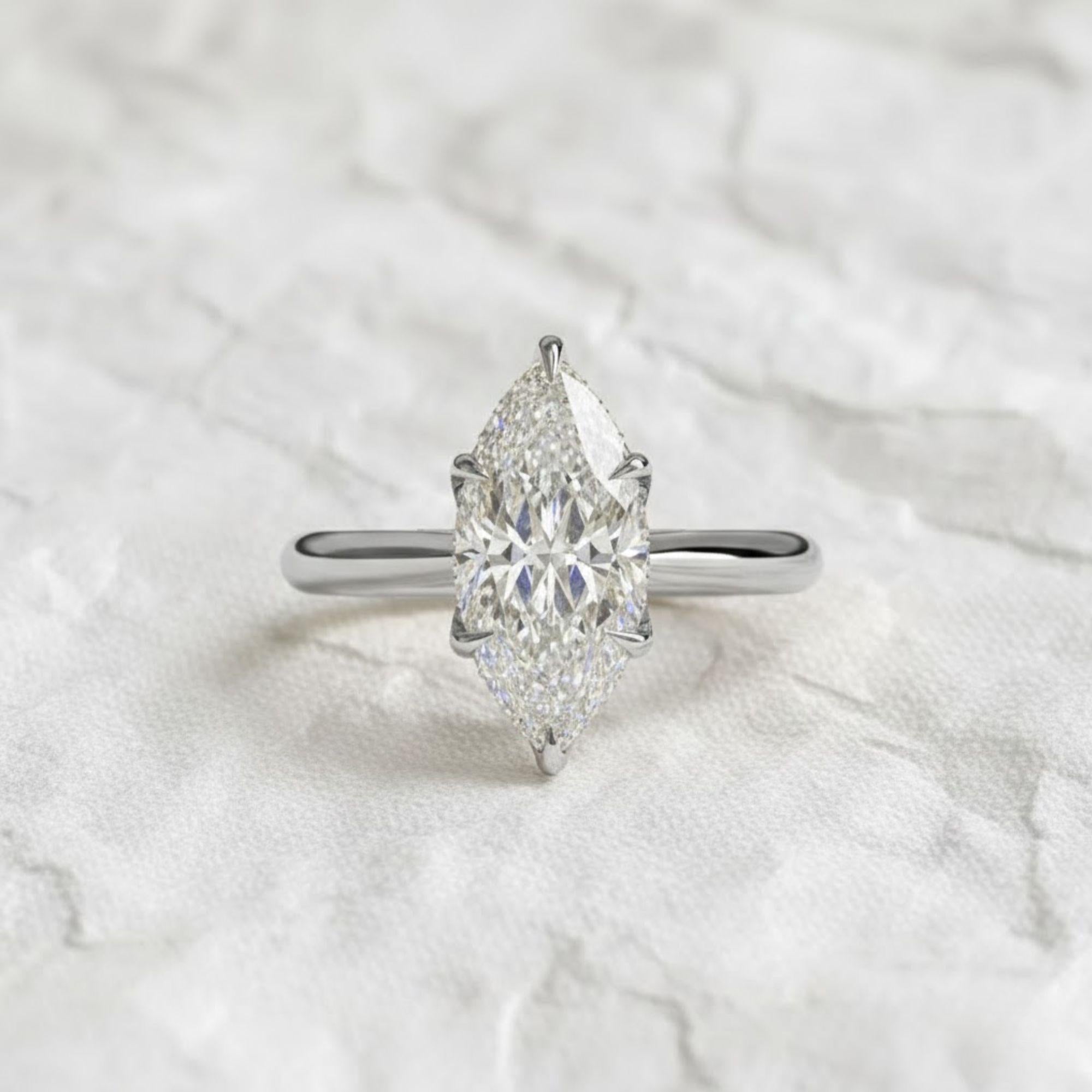 2.0 CT Marquise Cut Lab Grown Diamond Hidden Halo Engagement Ring, IGI Certified Proposal Ring in 14K Solid Gold