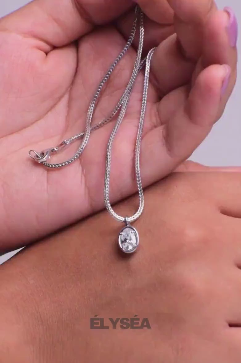 Oval Cut Lab Grown Diamond Solitaire Pendant, Eco Friendly Diamond Bezel With Claw Prong Set Necklace, 14K Solid Gold Pendant Necklace